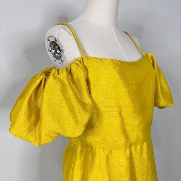 Anthropologie Let Me Be Slim Off Shoulder Puff Sleeve Dress M Cocktail Wedding - Picture 9 of 11